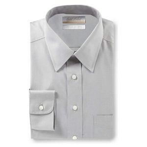 Gold Label Roundtree & Yorke Non-Iron Point Collar Cotton Dobby Shirt - Grey